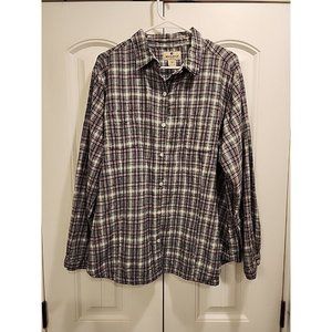 Woolrich button up long sleeve shirt women's 2XL Black and red plaid cotton